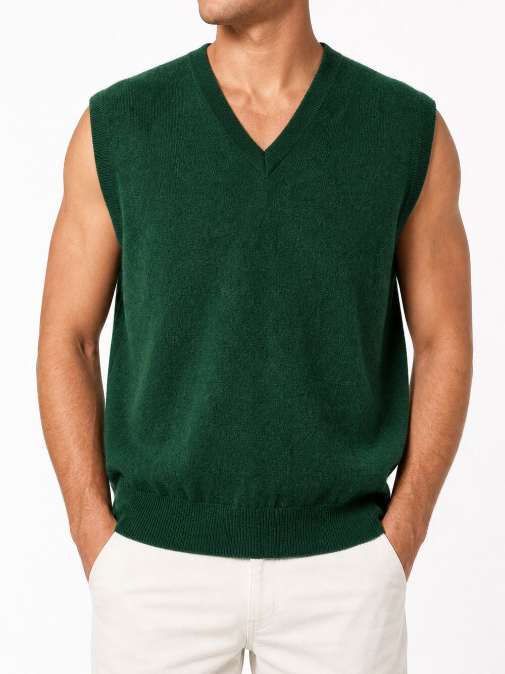 Gionfriddo Men's Green V-Neck Wool Knit Sweater Vest Made in Italy M Business